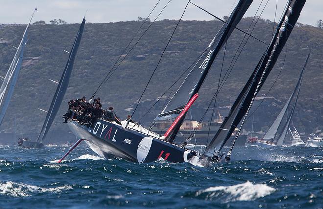 Perpetual Loyal took the lead late last night over Wild Oats XI in the 2013 Rolex Sydney Hobart Yacht Race but now Wild Oats XI is surging again. © Crosbie Lorimer http://www.crosbielorimer.com